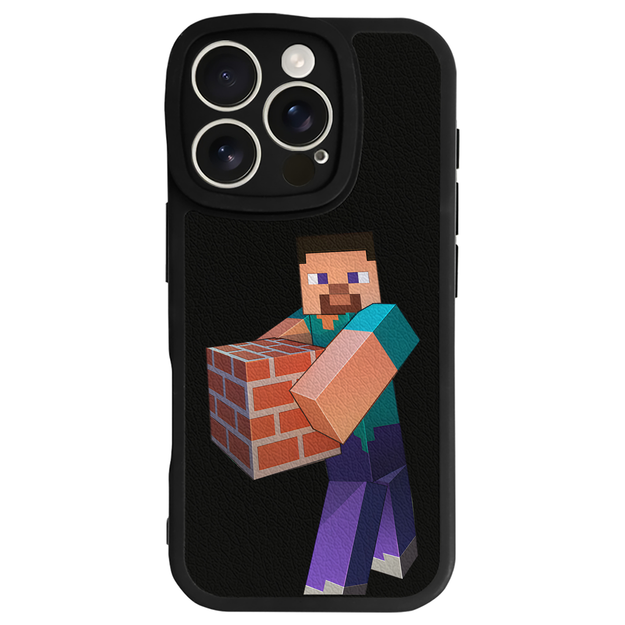（画像用） マインクラフト ブロックの世界 Minecraft MC Block world 【iPhone 16シリーズ対応】シリコンスマホケース（レザー調） 材質：シリコン